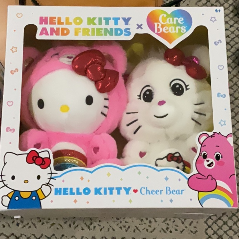 Care Bears Hello Kitty Loves Cheer Bear 10" Collectible Plush 2-Pack - Picture 3 of 4